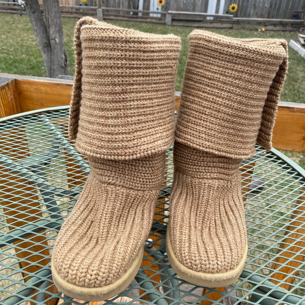 UGG Cozy Tan Knit Boots